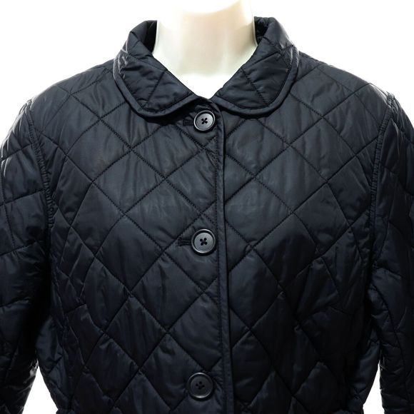 Gap Women's VTG Quilted Jacket L Large Black Button Front Drawstring Waist Coat - Picture 2 of 10